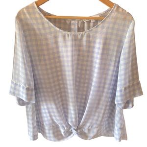 Light Blue and White Checkered Blouse
